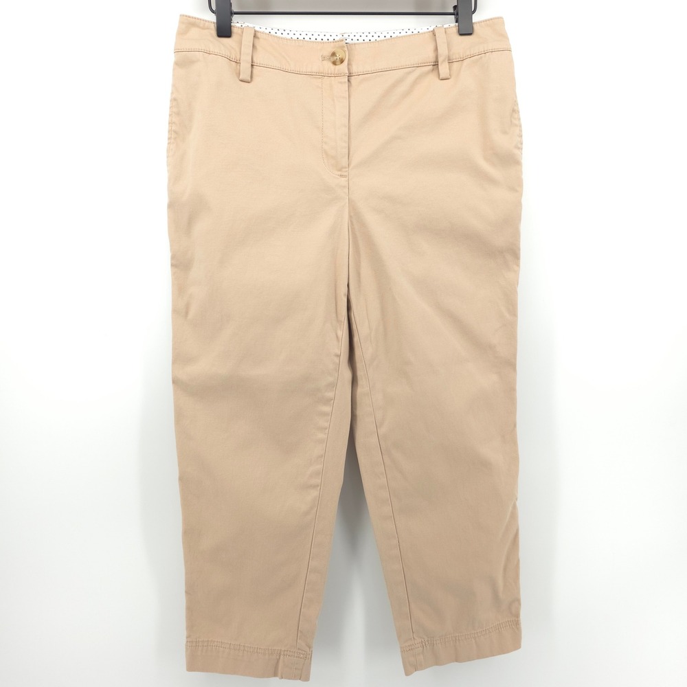 Talbots Womens Crop Pants Slim Perfect 6P Tan Beige Chino Preppy Business Casual